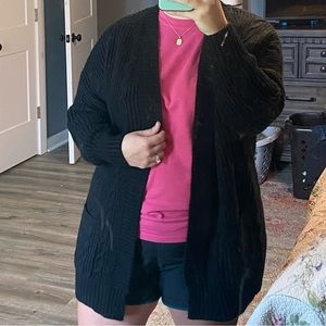 Black boohoo cable knit cardigan
